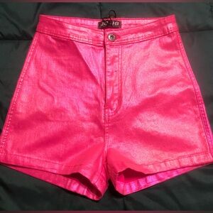 JC & JQ Shorts Metallic Hot Pink Shimmer Stretch High Rise Size Large NWT!